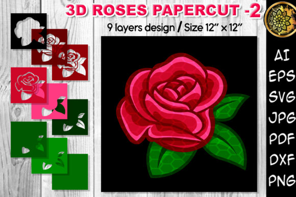 3D Valentine Rose Flowers Clipart –2: Realistic Floral Art for Any Project