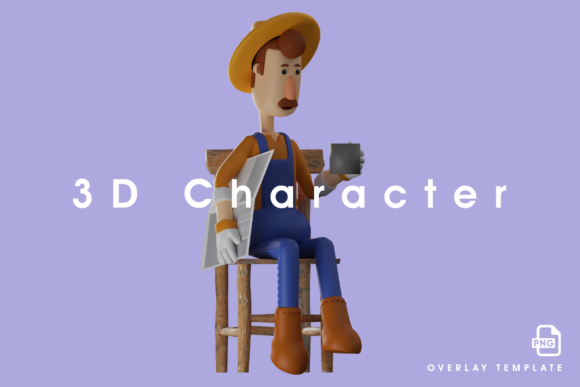 Farmer 3D Cartoon: Bold Coffee Cup Character Font