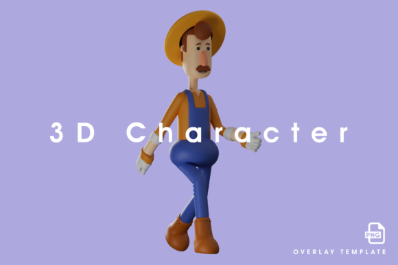 Farmer 3D Cartoon Picture Take a Walk
