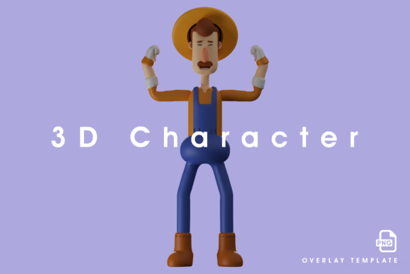 Funny 3D Farmer Showing His Muscular Arm: A Surprisingly Versatile Character