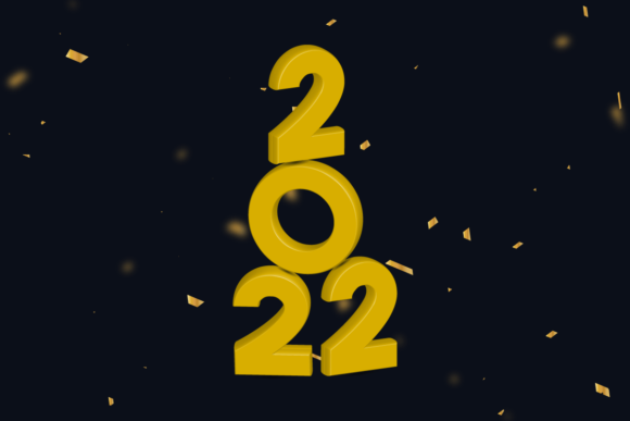 Golden 3D Text Art for New Year 2022