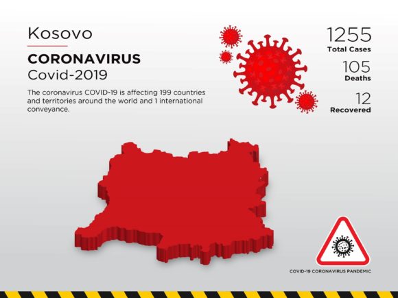 Kosovo Affected Country 3D Map