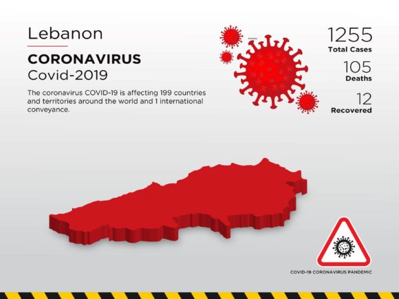 Lebanon Affected Country 3D Map