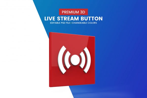 Live Streaming 3D Button Icon Badge Guide