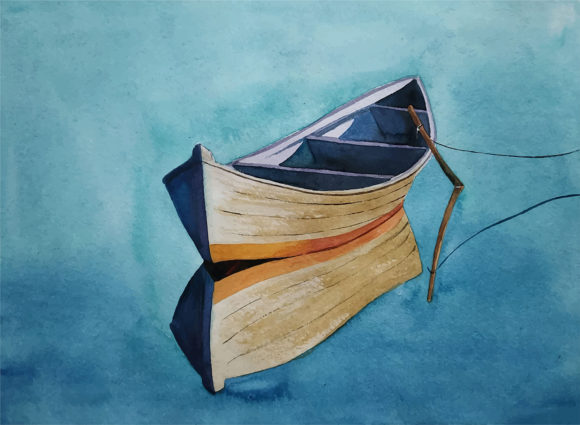 Watercolor Hand Drawn Boat Illustration: When Art Meets the Water